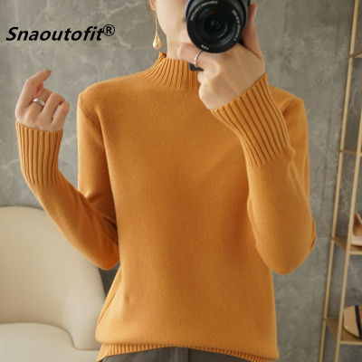 Womens Sweater, Solid Color Wool, Half High Neck Pullover, Warmth, All-Match, Stylish Slim Fit, Large Size, Quality Hot