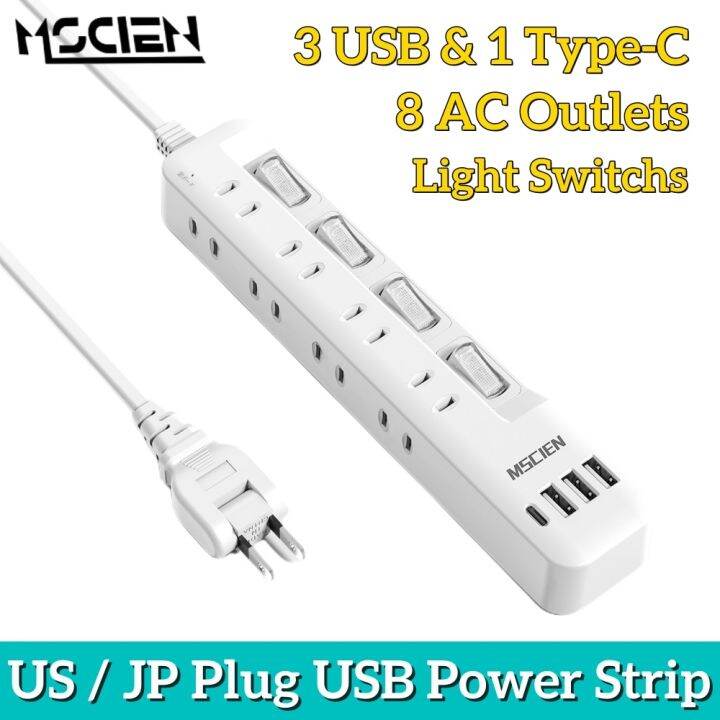 SMTUS JP Power Strip with USB Ports Extension Cable Surge Protector