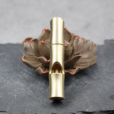 Pure Brass Creative Bamboo Whistle Car Keychain Pendant Outdoor Survival Whistle Small Copper Survivalist Gear Survival kits