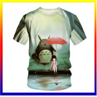 เสื้อยืดอะนิเมะญี่ปุ่น เสื้อยืดพิมพ์ Totoro 3D ผู้ชายผู้หญิงแฟชั่นบวกขนาดเสื้อเด็กเด็กผู้หญิงฮิปฮอปเสื้อยืด Kawaii XS-5XL