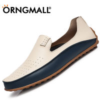 ORNGMALL รองเท้าโลฟเฟอร์รองเท้าหนังแบบเย็บรองเท้าส้นแบนระบายอากาศของผู้ชายรองเท้าขับรถขี้เกียจแบบสวมขนาดใหญ่36-47รองเท้าเรือสำหรับผู้ชาย