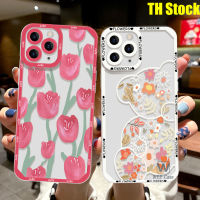 ?เคสไอโพน 11? เคสใส แบบนิ่ม กันกระแทก สําหรับ IPhone 14 Pro Max 13 12 11 XR XS X 8 7 Plus SE 2020 ดอกทิวลิป เคสโทรศัพท์ เคสมือถือซิลิโคนนิ่ม