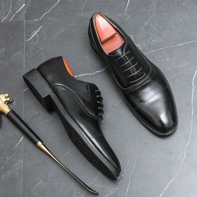Business Formal Leather Shoes Men 2023 Hot Sell Men Shoes Low-top Pure Black Wedding Shoes Fashion Oxford Pointed Office Shoes