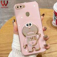 VWTEROKAI เคสที่วางโทรศัพท์การ์ตูนโดราเอมอน3D ไฟฟ้าสำหรับ OPPO A15 A15S A54 A16 A16K A16E A76 A96 A7 A5S A12 A11K A57 A77S A17 A58 A78ที่คลุมหลังซิลิโคนแบบนิ่มของชุบทอง