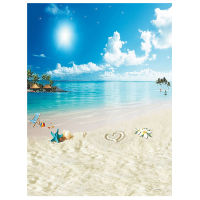 1.5*2.1M(5*7ft) Wedding Photography Backdrops Blue Sky and White Clouds Sandy Beach Background