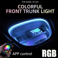 For Tesla Model 3 Y S X Frunk Brighten LED Strips Flexible Front Trunk Silicone Light RGB APP Control Led Interior Car Light Bar