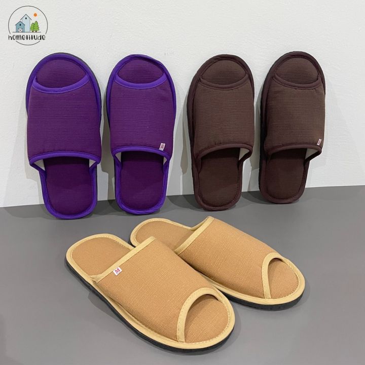 รองเท้าใส่ในบ้าน-ผ้าฝ้าย-รองเท้าหัวเปิด-ผ้าฝ้ายชินมัย-สลิปเปอร์-slippers