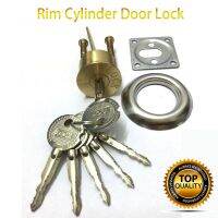 【YF】 Security Lock Copper Rim Cylinder Lined Keyed Night Latch Door Replacement Universal Round Iron/Wooden