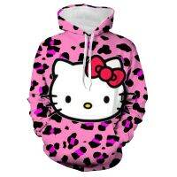 2023 ฤดูใบไม้ผลิและฤดูใบไม้ร่วง Hello Kitty ปกติ Hoodie หลวม ๆ พิมพ์น่ารักญี่ปุ่นเสื้อสเวตเตอร์ลำลองผู้หญิงเสื้อสเวตเตอร์หลวม casua