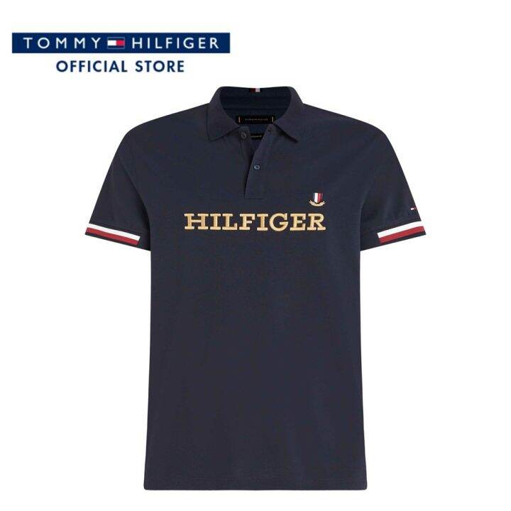 tommy-hilfiger-เสื้อโปโลผู้ชาย-รุ่น-mw0mw31564-dw5-สีกรมท่า