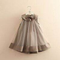 ZZOOI 2022 Summer 3 6-12Years Children College Style Veil Mesh Peter Pan Collar Princess Patchwork Sleeveless Dress For Kids Baby Girl