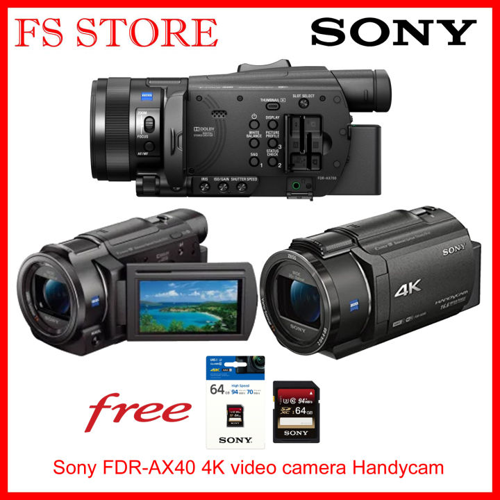 Sony FDR-AX40 4K video camera Handycam 20x (Black) FREE SONY 64GB