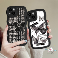 เคส Realme 9i 10 C55 C53 C30 C25 C35 C12 C15 5 6i C21Y C33 C11 C25Y C25s C17 8 8i 7i 5i 7 5S C20 8Pro 9Pro C20A + 9 C3หรูหราสีดำย้อนยุคโบว์ผีเสื้อนุ่มขอบลอนฝาหลัง