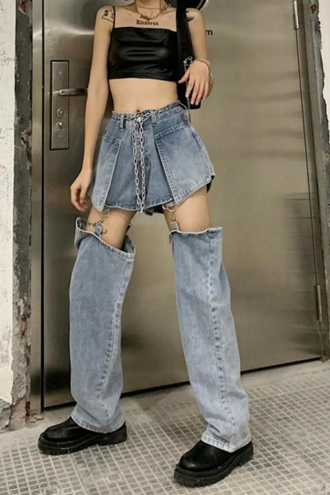 ricogirl-กางเกงยีนส์ขายาวสไตล์เกาหลีเข้าใหม่-1453ทรงเก๋มาก-สินค้ามีพร้อมส่ง-กางเกงขายาว