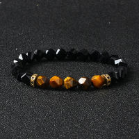 Facted Obsidian Hematite สร้อยข้อมือผู้ชาย Energy Tiger Eye Stone Beaded สร้อยข้อมือคู่ผู้หญิง Health Care Help น้ำหนักเครื่องประดับ