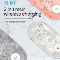 ZZOOI 15W Wireless Charger Marble Three In One Wireless Charging Station Dock For Iphone 12 Pro AirPods Samsung Huawei P40 Pro Mate 40