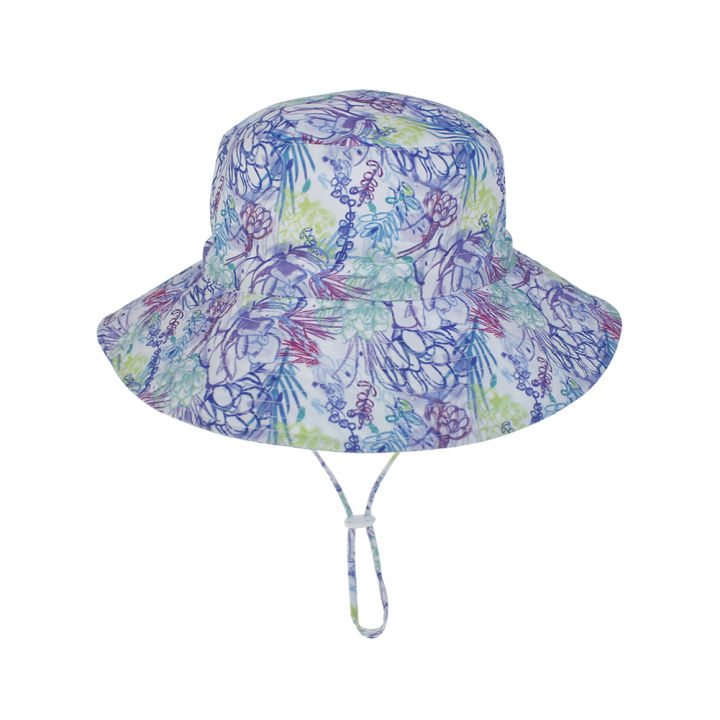 sun-protection-baby-spring-summer-round-top-wide-brim-with-chin-strap-beach-solid-kids-bucket-hat-gift-fisherman-outdoor-lovely