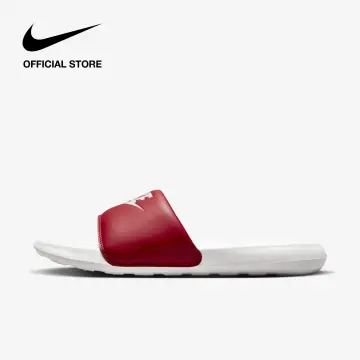 Red white hot sale nike slides