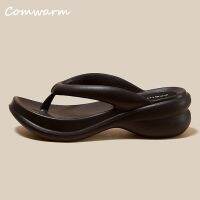 HOT★Comwarm ใหม่ผู้หญิงชายหาด Flip Flops ส้นตึกนอก Beach รองเท้าแตะหนา Bottomed Flip-Flops สไลด์กลางแจ้งฤดูร้อนรองเท้าแตะ