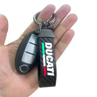 High-Grade Carbon Leather Motorcycle Keychain Key Rings for Ducati 796 795 821 Monster 696 400 Diavel Multistrada Scrambler