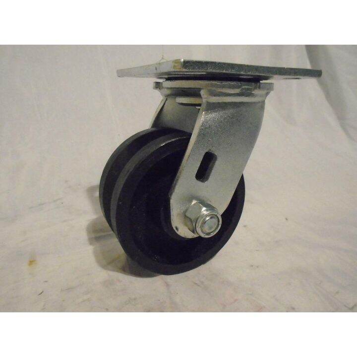COT SVG10100H 4INCH V GROOVE STEEL CASTER WHEEL SWIVEL FLAT 100MM