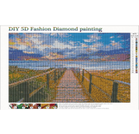 5D DIY Seaside Plank Road Diamond Painting Kit Diamond Painting by Stitch Rhinestone Embroidery Arts Craft for Home Decor