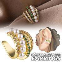 1pcs Multi-layer And Multi-circle Zircon Pearl Ear Temperament Bone Clip Versatile Earless Earrings Personality J4H8