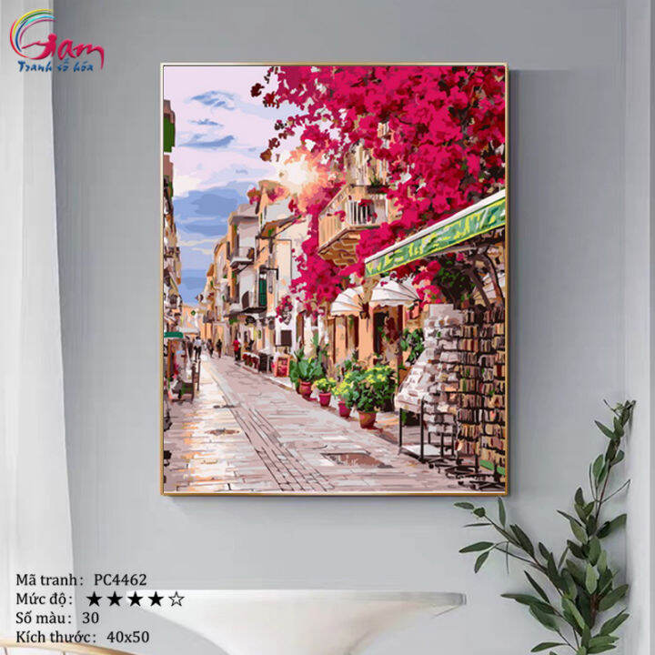 Tranh Tô Màu Theo Số Gam Phong Cảnh Phố Cổ Châu Âu Pc4462 Đã Căng Khung  40X50Cm | Lazada.Vn