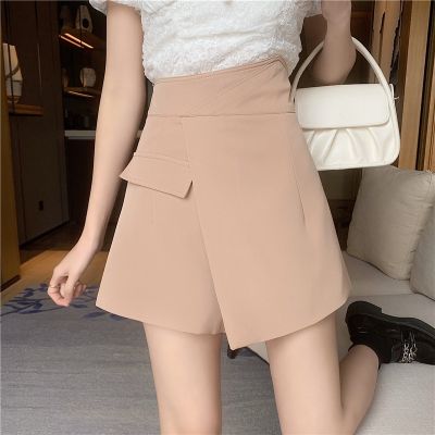 Korean style high waist design sense A-line wide-leg irregular casual culottes