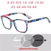 {Paopao glasses}พับเปลี่ยนสีสายตาสั้นแว่นตา Retro PPaopao glassesochromic สีเทาสแควร์แว่นตา Diopter 0 -0.5 -0.75 To -6.0