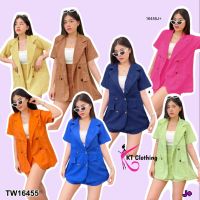 TW16455 Set 2 ชิ้น เสื้อเบลเซอร์ oversize + กางเกงกระโปรงขาสั้น