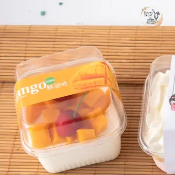 50pcs) Mini Tiramisu Transparent Rectangular Dessert Cup Plastic With Lid  Take Away Pudding Mousse Jelly Food Container