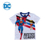 Magic Two Justice League T-Shirt with Superman White colour เสื้อคอกลมพิมพ์ลายจัสติสลีกสำหรับเด็ก ลายซูเปอร์แมน สีขาว