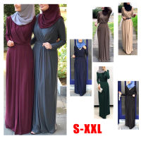 Abaya ชุดเดรสมุสลิมผู้หญิงธรรมดา Jubah Baju Kurung กัฟตันมุสลิมชุดแขนยาวแม็กซี่ขนาดพิเศษชุด