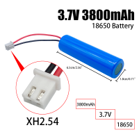 แบตเตอรี่ลิเธียมไอออนแบบชาร์จไฟได้3.7V,3800 MAH, 18650พร้อมซ็อกเก็ตทดแทน,สาย Xh2.54ไฟฉุกเฉิน