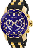 Invicta Mens 6983 Pro Diver Collection Chronograph Blue Dial Black Polyurethane Watch