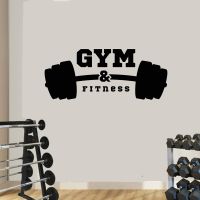 【LZ】❏✎☌  Gym Logo Barbell Muscles Bodybuilder Wall Sticker Vinyl Home Decoration GYM Club Fitness Decals Removable Self-adhesive Mura