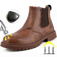 Waterproof Safety Shoes For Man Puncture Proof Work Safety Boots Men Chelsea Boots Steel Toe Work Shoes Industrial Security Male