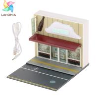 Lahomia 1/64โมเดลฟิกเกอร์ร้านค้าขนาดเล็กจัดวางประกอบด้วยมือของเล่นสำหรับเครื่องประดับรูปตึกบนถนน