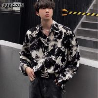 SUPEEON丨เสื้อเชิ้ตง่ายและอเนกประสงค์พิมพ์ลายอารมณ์เสื้อเชิ้ตแขนยาวคอปกลำลองทรงหลวม