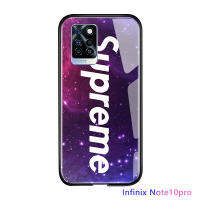 UCUC เคสโทรศัพท์เคสสำหรับ Infinix Note 10 Pro ปลอกแฟชั่นผู้ชายแบรนด์ชายเลนส์สะท้อนแสง Gradient กระจกนิรภัยเทมเปอร์โปร่งแสงกลับเคสโทรศัพท์