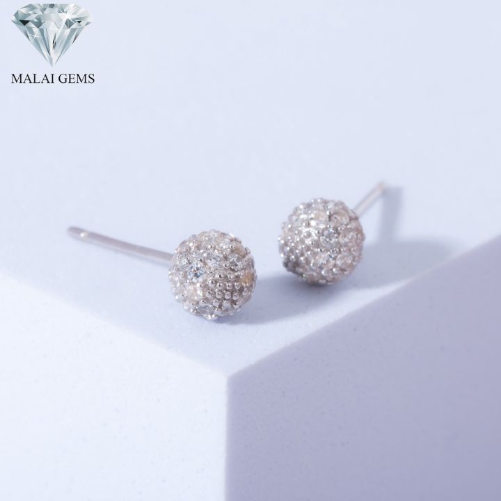 malai-gems-ต่างหูเพชร-ต่างหูเพชรทรงกลม-เงินแท้-silver-925-เพชรสวิส-cz-เคลือบทองคำขาว-รุ่น-225-e7539-แถมกล่อง