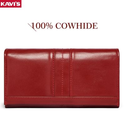 Womens Clutch Bag Genuine Leather Wallets Fashion Female Cell Phone Purse RFID Blocking Credit Card Holder with Zipper Pocket