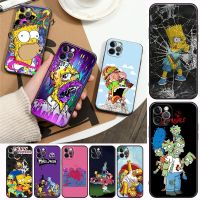 [Disen electronic] ตลก The Simpsons อะนิเมะการ์ตูนเคสโทรศัพท์สำหรับ iphone IPhone14 13 12 11 Pro Max 8 7 SE XR XS Plus ฝาครอบสีดำ Fundas Coque Shell