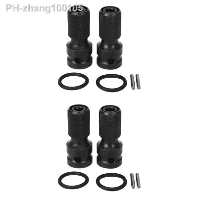 4 Pack 1/2 Square Drive To 1/4 Hex Shank Socket Adapter Quick Release Chuck Converter For Impact Ratchet Wrench