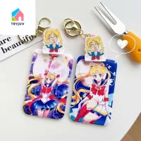 TRYJUV เคสการ์ดนักเรียนญี่ปุ่นคลิปติดบัตรหนึ่งชิ้น,การ์ดอะนิเมะชอปเปอร์เซเลอร์มูนที่เก็บพวงกุญแจบัตรการ์ตูน