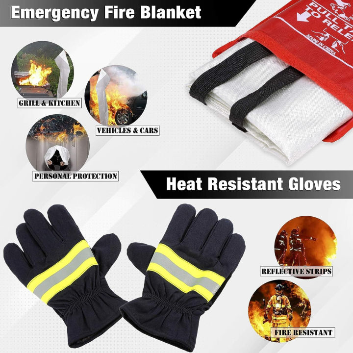 everlit-survival-emergency-fire-safety-kit-with-fire-blanket-heat-resistant-gloves-escape-rope-glass-hammer-glow-sticks-flashlight-first-aid-supplies-with-burn-injury-care-treatment-and-more