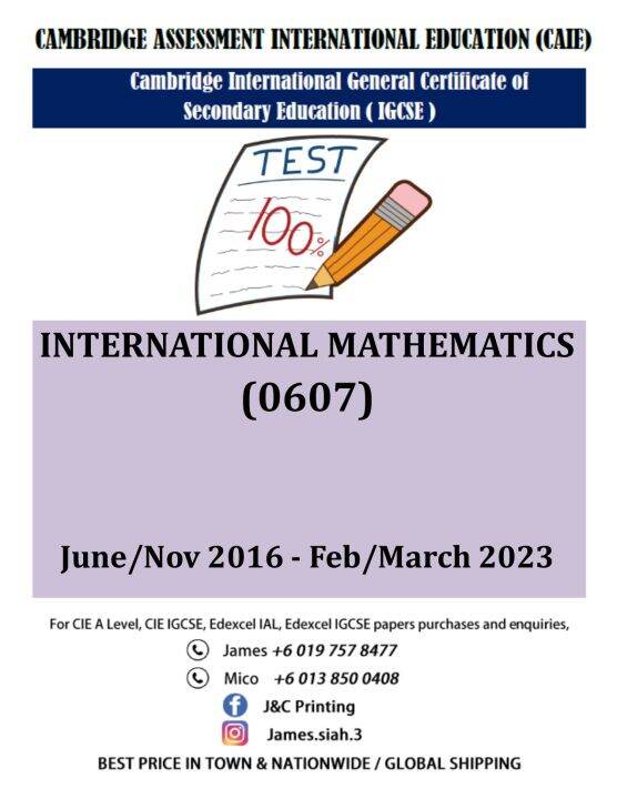 Cambridge Igcse Past Exam Papers International Mathematics 0607 P1,2,3 ...