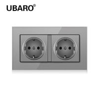 Ubaro หน้าจอโทรศัพท์คริสตัล16a Ac110-250v มาตรฐานเยอรมัน146*86มม. เต้าเสียบไฟฟ้าปลั๊กไฟเบ้าติดผนังพร้อม2100ma Usb 5V