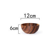 Acacia wooden bowl Japanese style wooden tableware household and basin fruit plate salad bowl whole wooden soup bowl wooden bowl